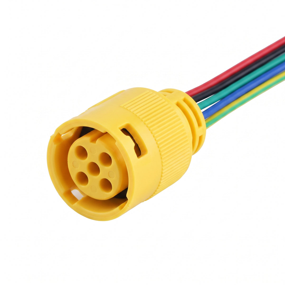 Yellow 5 pin circular waterproof car connector — SKU 2065-L-YELLOW