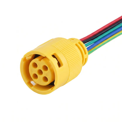 Yellow 5 pin circular waterproof car connector — SKU 2065-L-YELLOW