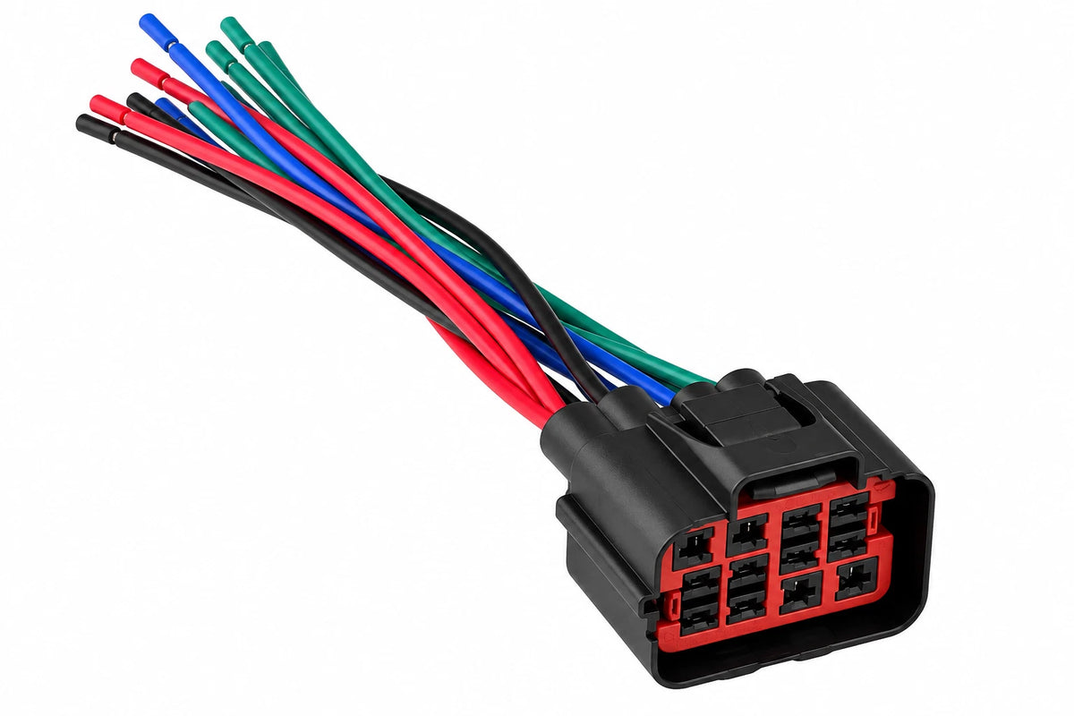 Black prewired 12-pin headlamp connector plug