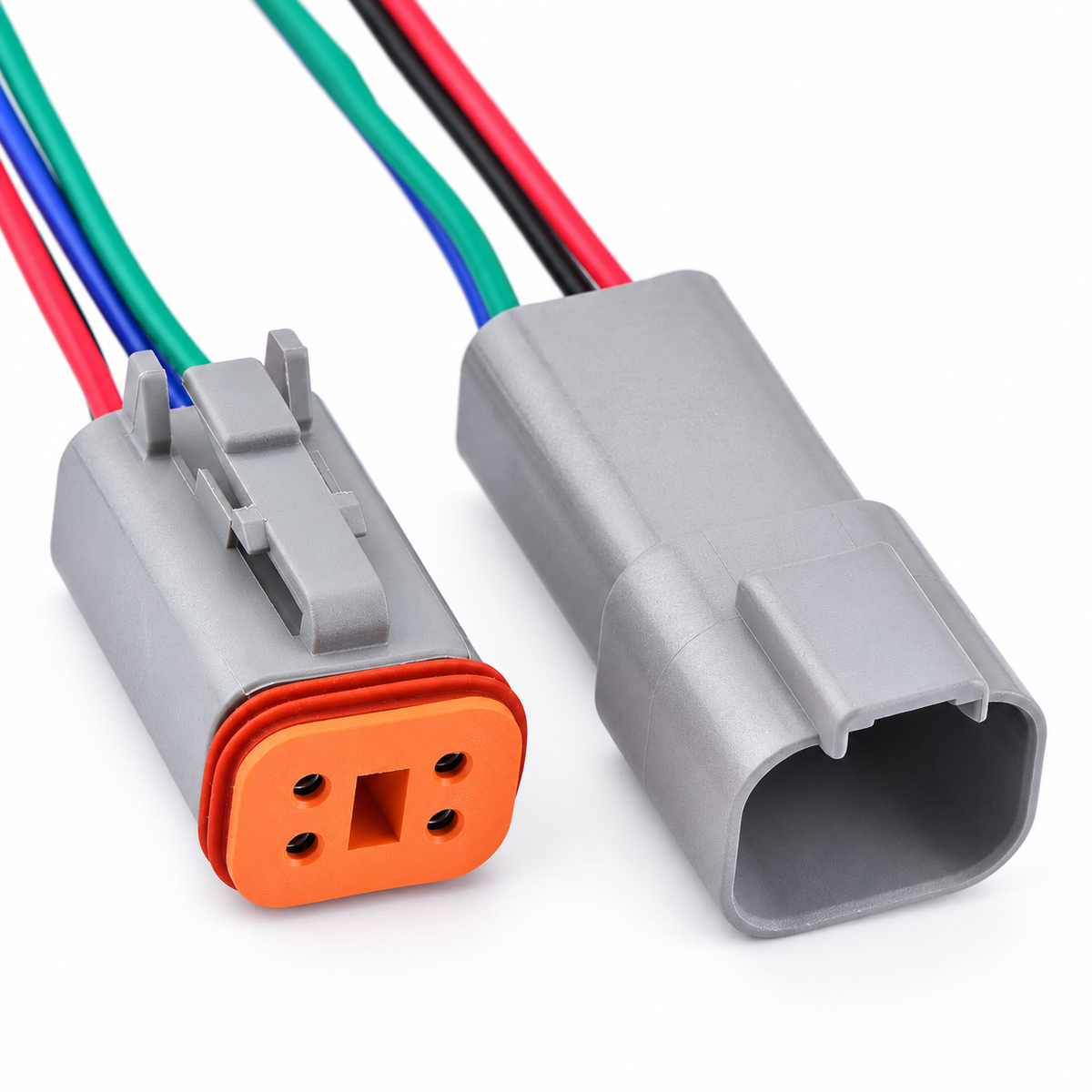 4 Pin male or female Auto Waterproof Connector DT06-4S DT04-4P Automotive Electrical Wire Harness pigtail Plug For Deutsch DT on white background